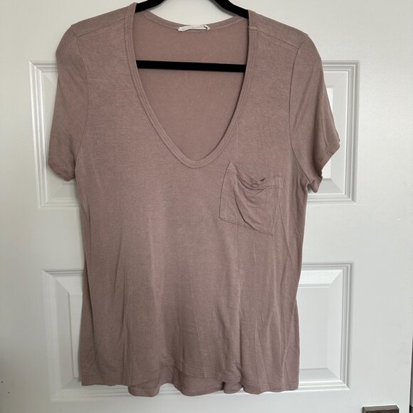 Lush All in Favor Deep V Neck Tee in Etherea Taupe - Picture 2 of 3